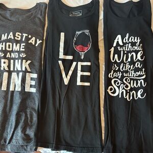 Set of 3 women’s t-shirts WINE themed 2XL